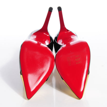 Christian Louboutin Patent Metallic Calfskin Duvette Cutout 120 Pumps 40 Black Gold 4 of 5