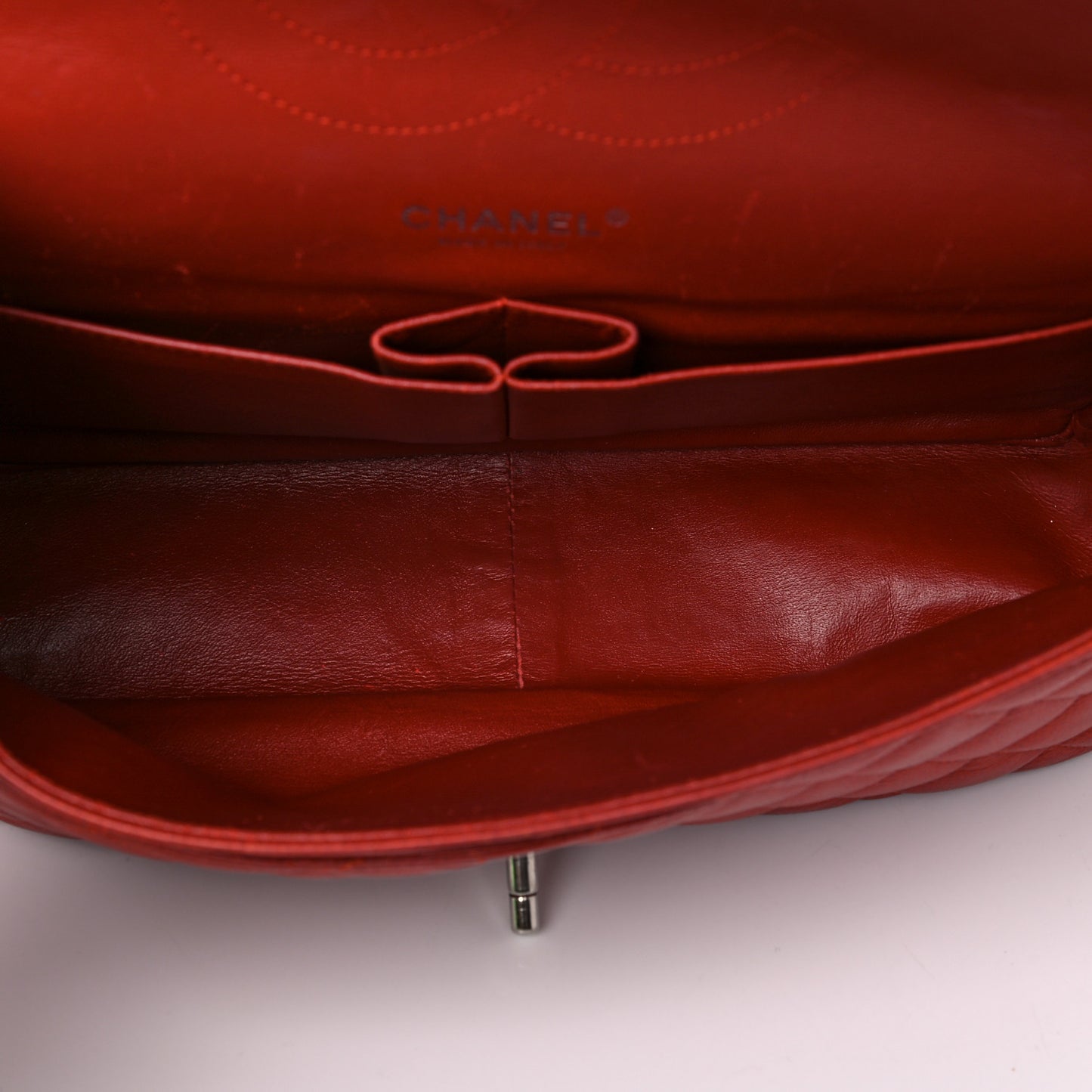 Caviar Quilted Jumbo Double Flap Red