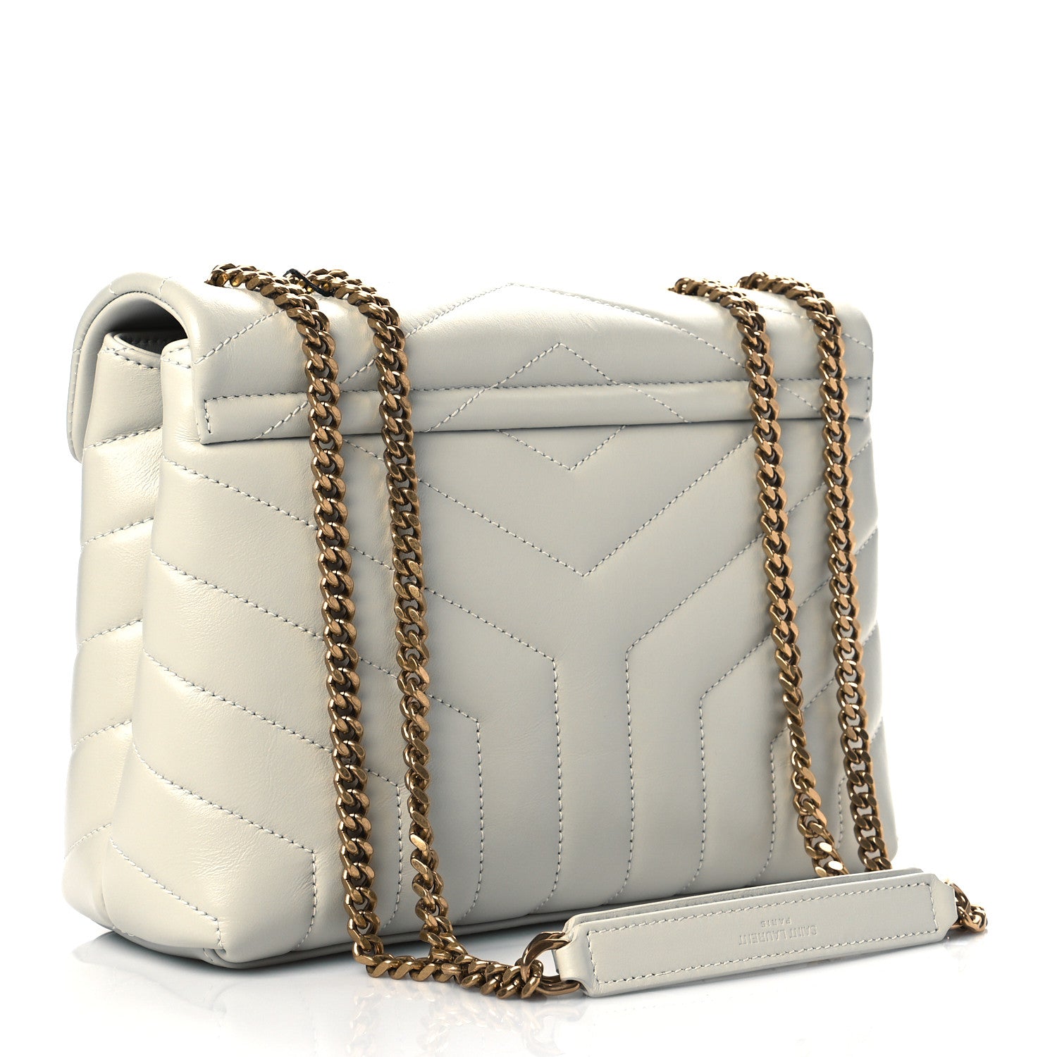Saint Laurent Calfskin Y Quilted Monogram Small Loulou Chain Satchel Crema Soft 3 of 11
