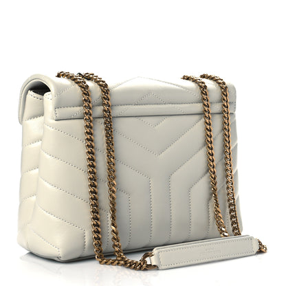 Saint Laurent Calfskin Y Quilted Monogram Small Loulou Chain Satchel Crema Soft 3 of 11