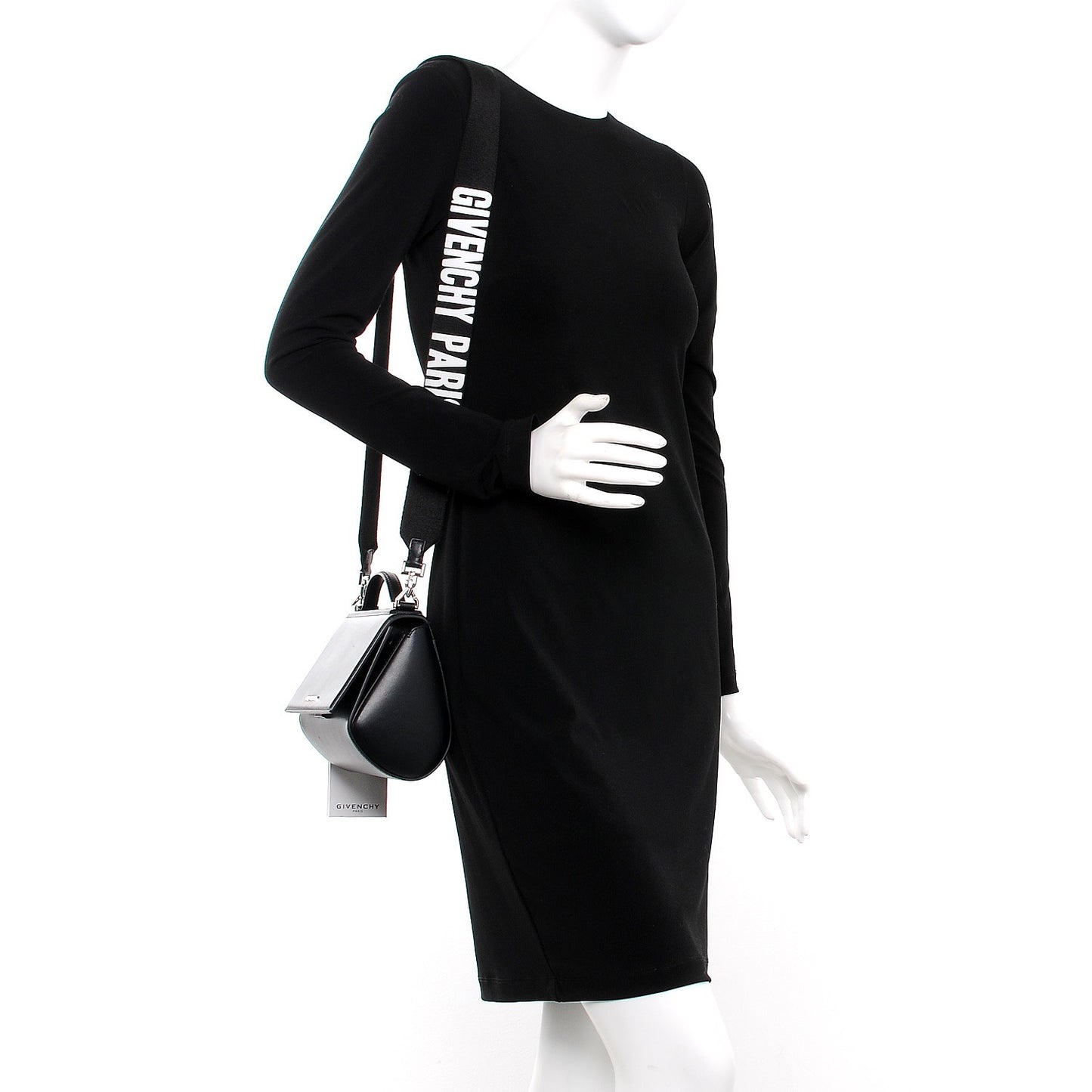 Calfskin Mini Pandora Box Logo Strap Crossbody Bag Black