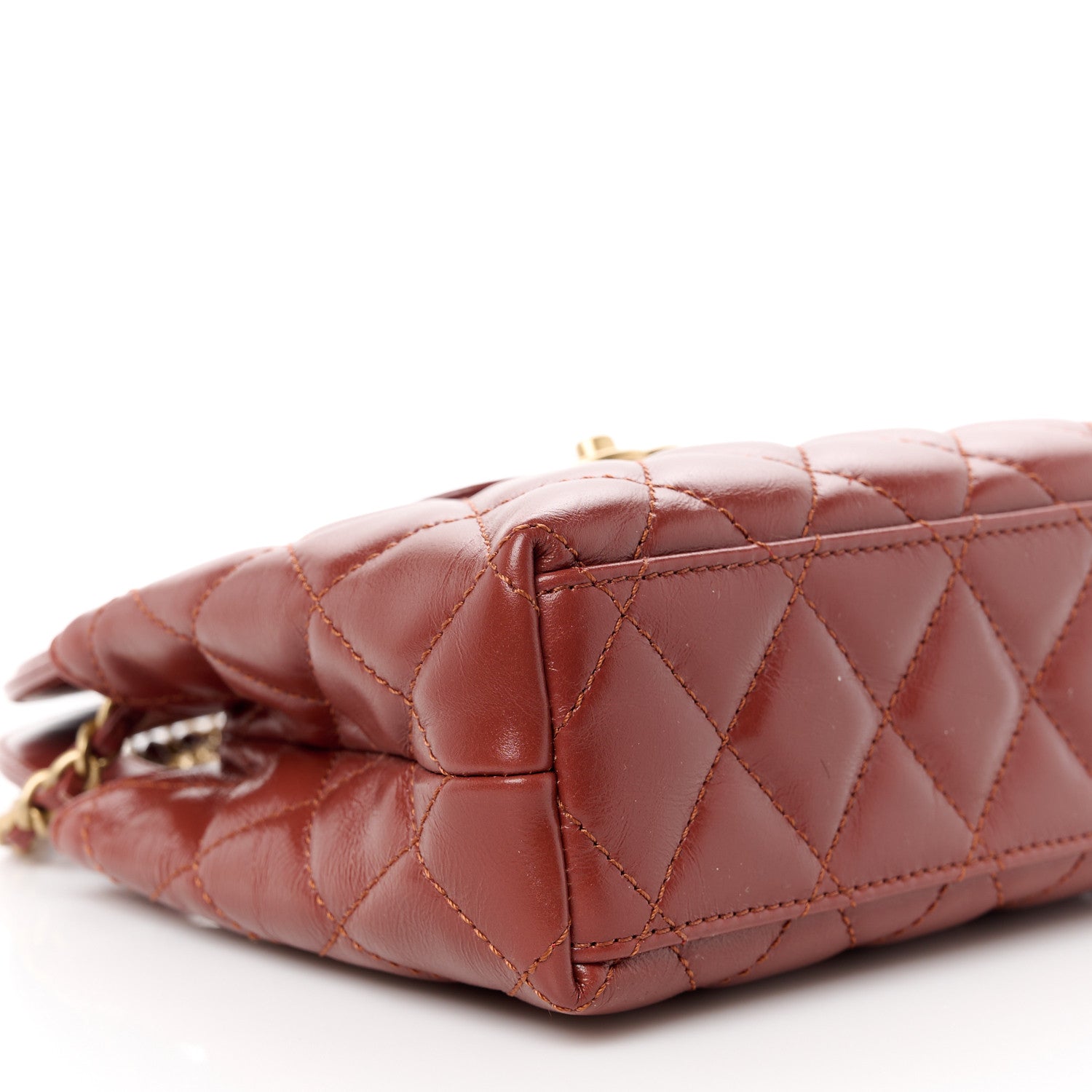 Chanel Shiny Aged Calfskin Quilted Nano Kelly Shopper Brown 9 of 10