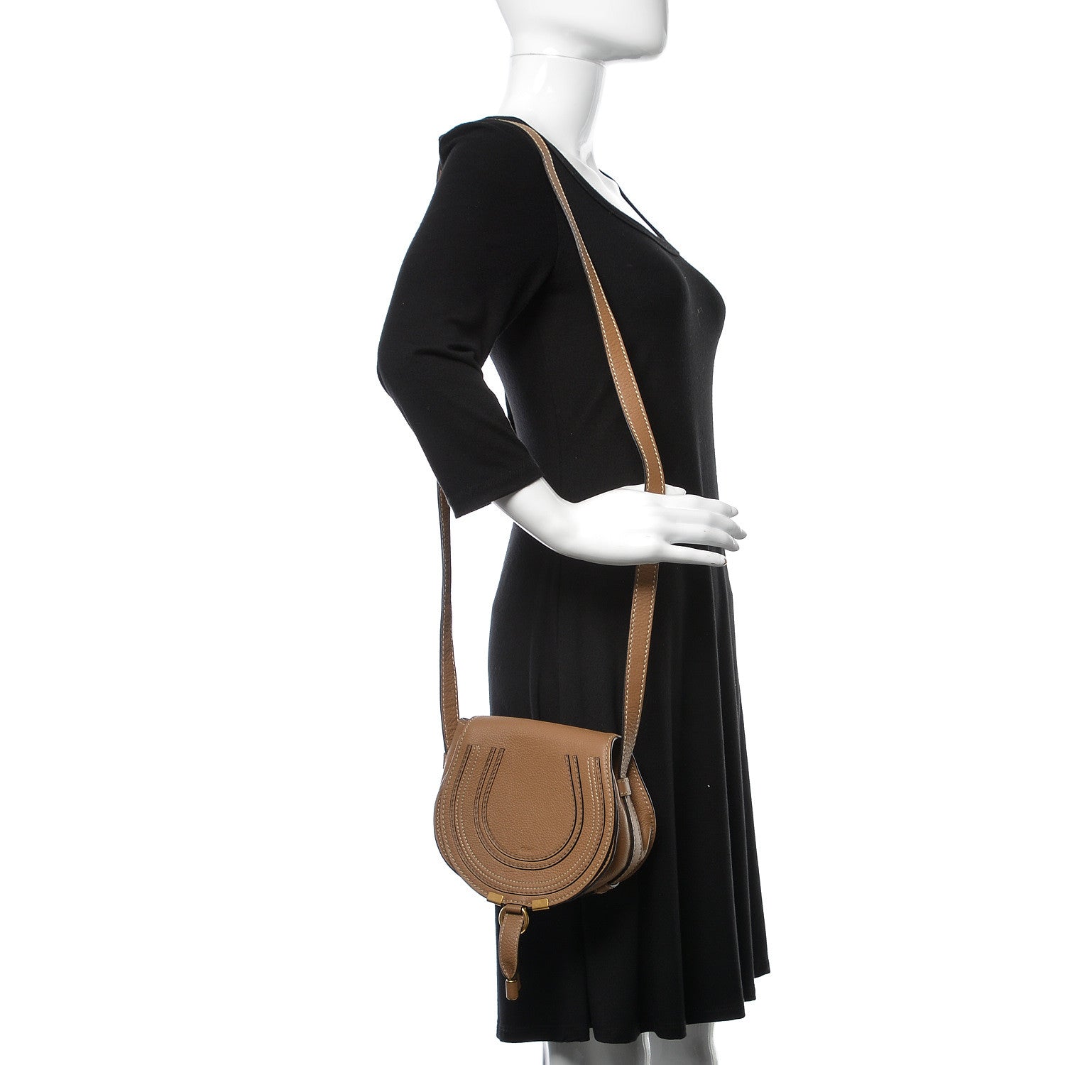 Chloe Calfskin Mini Marcie Round Crossbody Bag Nut 2 of 9