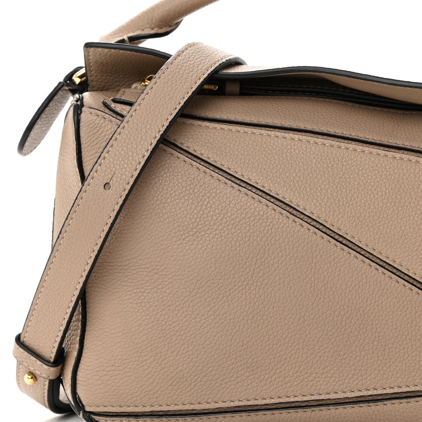 Grained Calfskin Small Puzzle Bag Sand