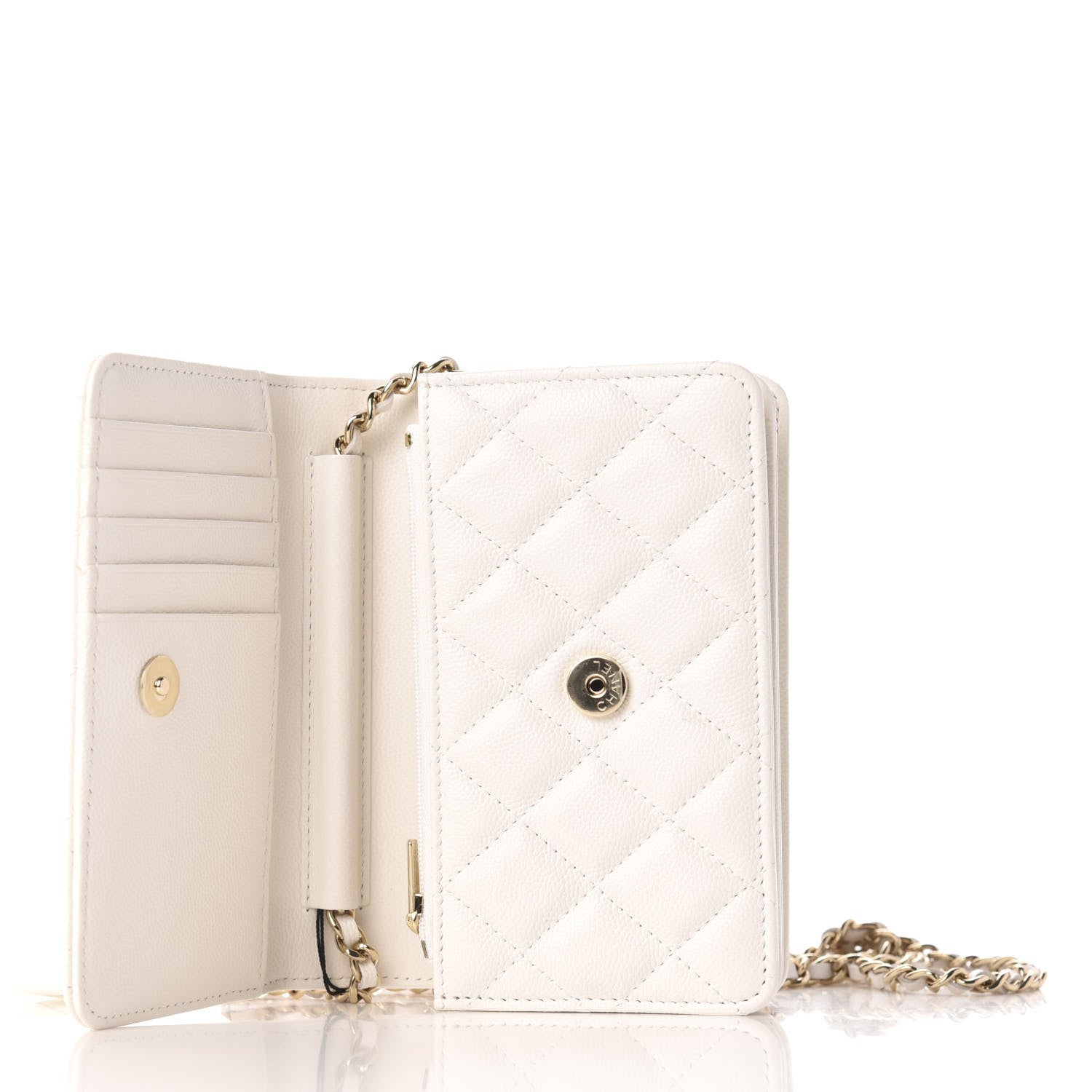 Chanel Caviar Quilted Mini Wallet On Chain WOC White 5 of 11