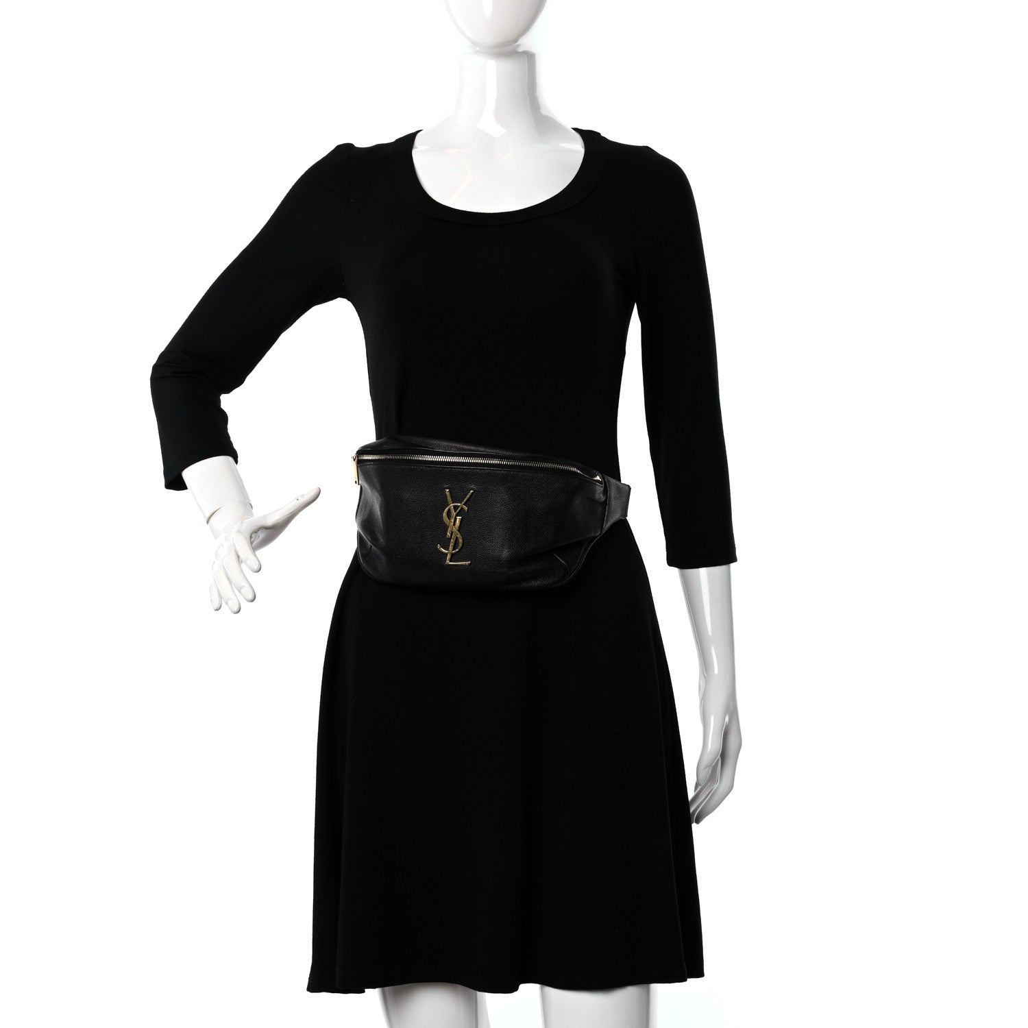 Saint Laurent Grain De Poudre Monogram Belt Bag Black 2 of 8