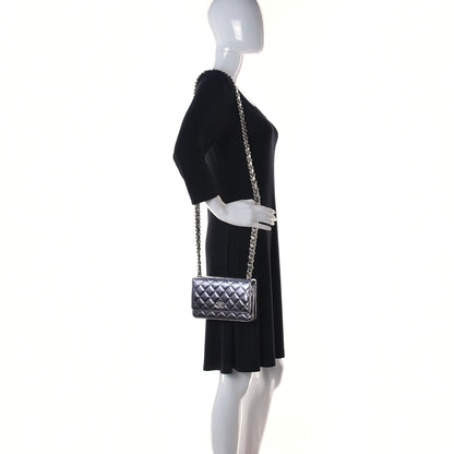 Chanel Gradient Metallic Lambskin Quilted Like A Wallet Wallet On Chain WOC Silvery Black 2 of 12
