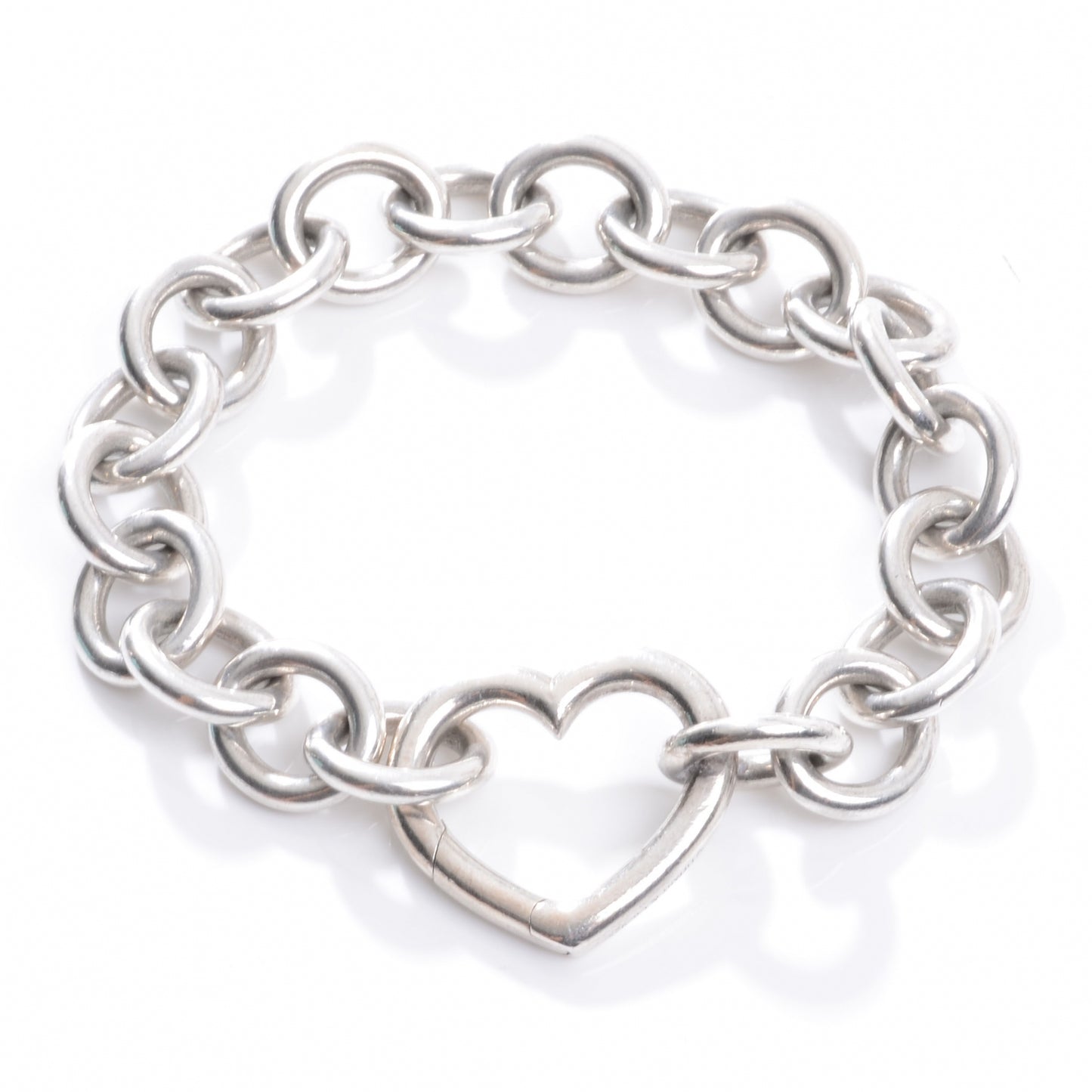 Sterling Silver Open Heart Clasp Bracelet