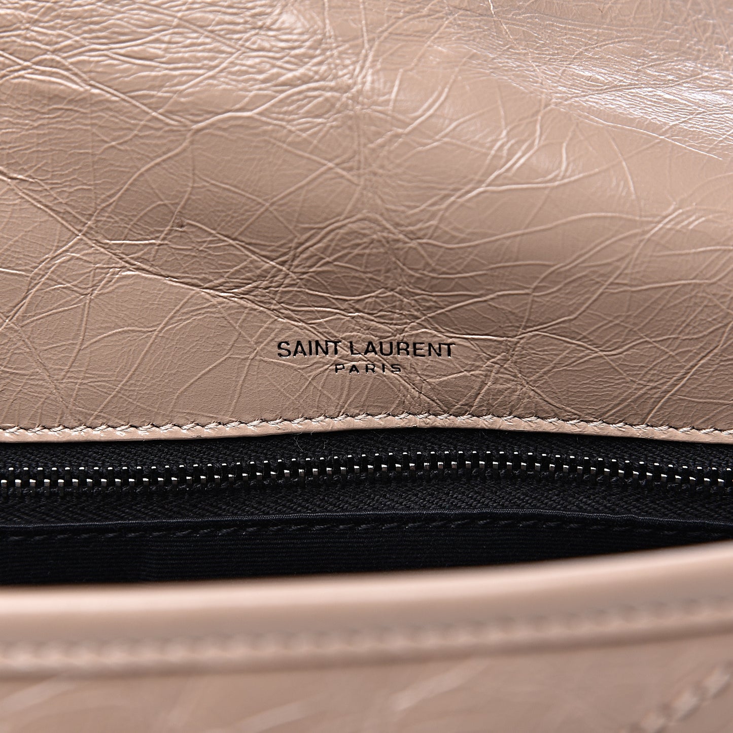 Crinkled Calfskin Matelasse Monogram Medium Niki Chain Satchel Light Taupe