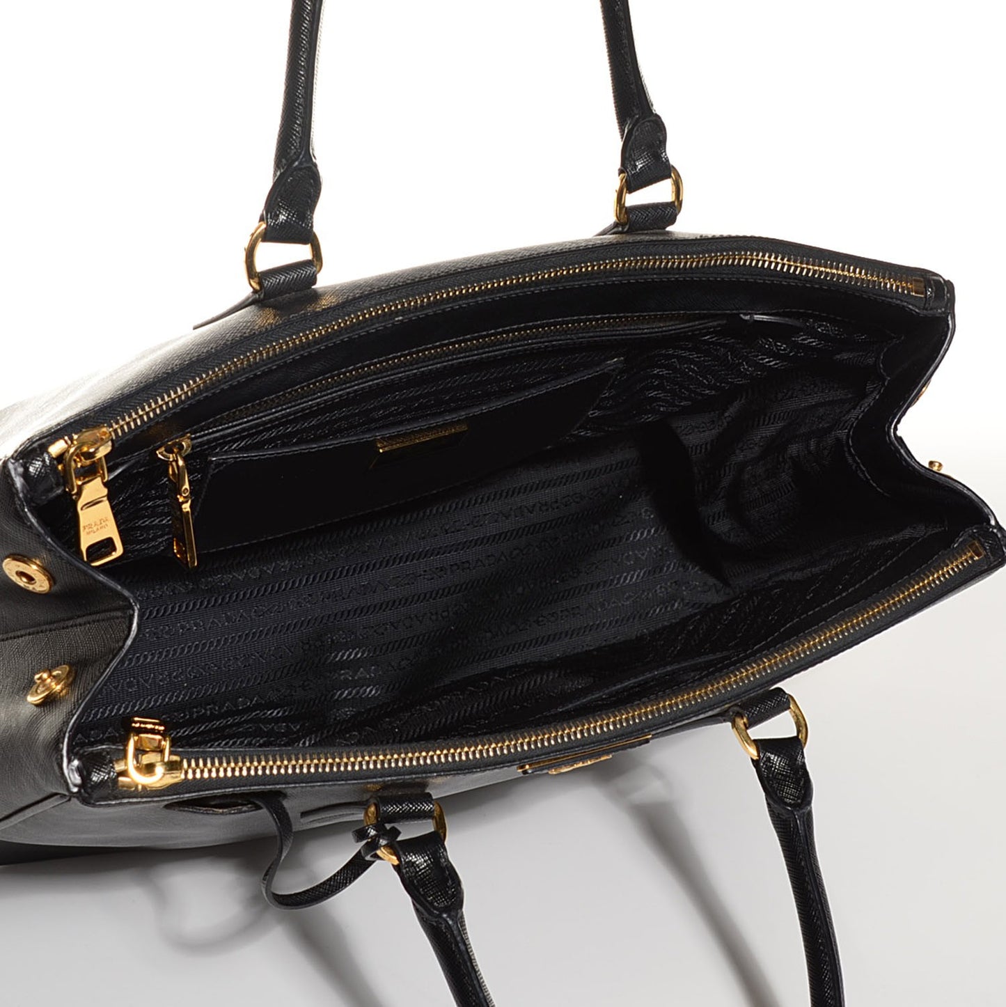 Saffiano Lux Large Double Zip Tote Nero Black