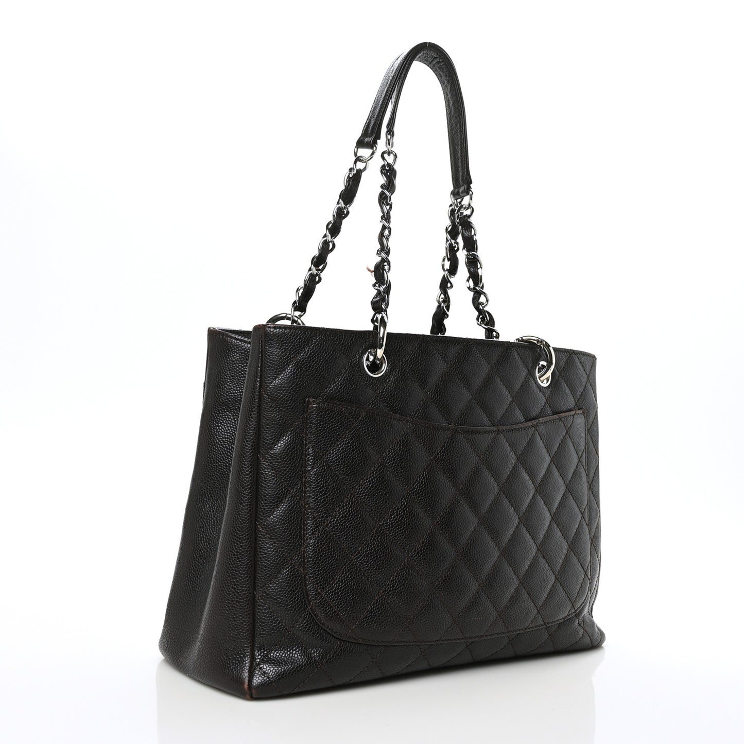 Caviar Quilted Grand Shopping Tote GST Dark Brown