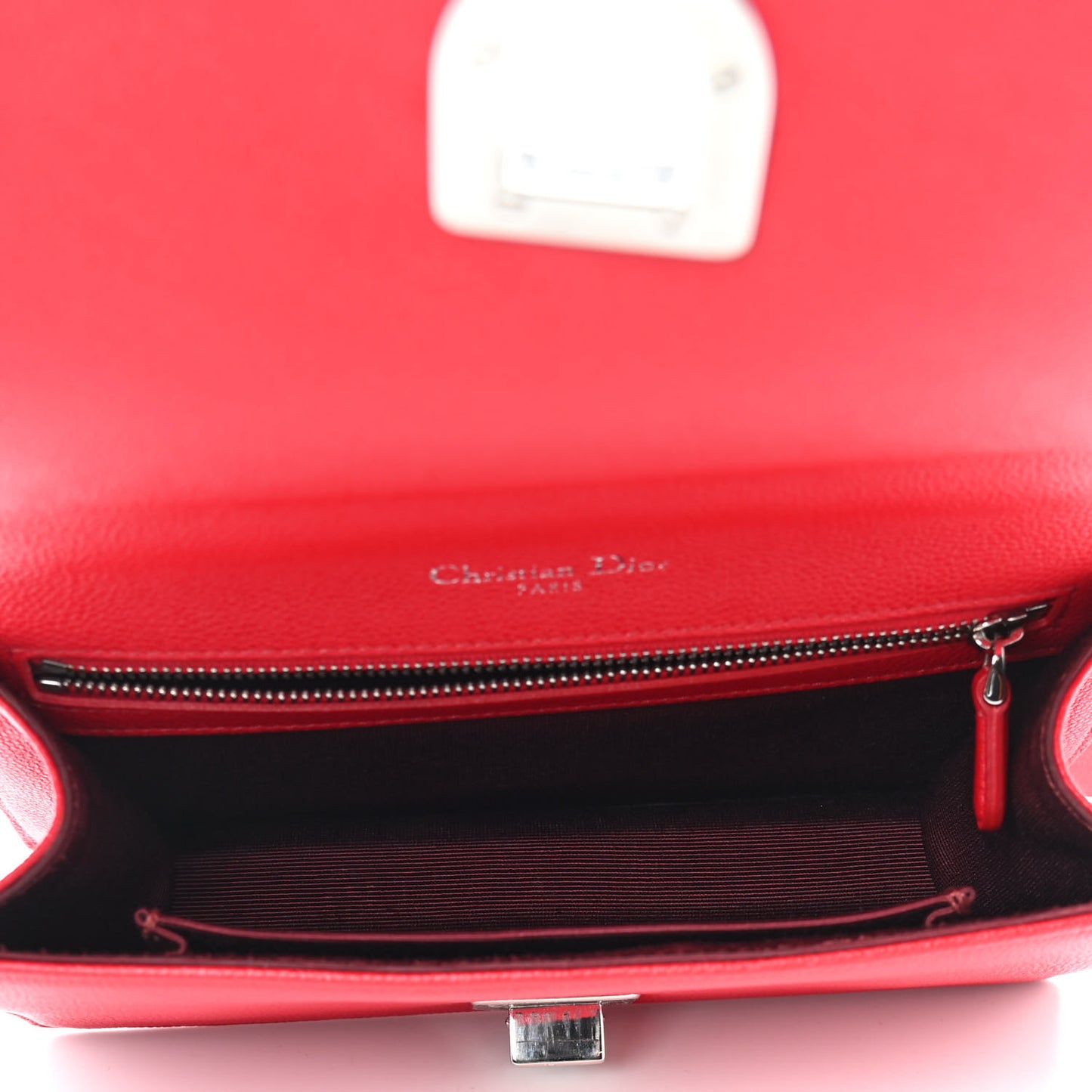 Grained Calfskin Small Diorama Flap Bag Red