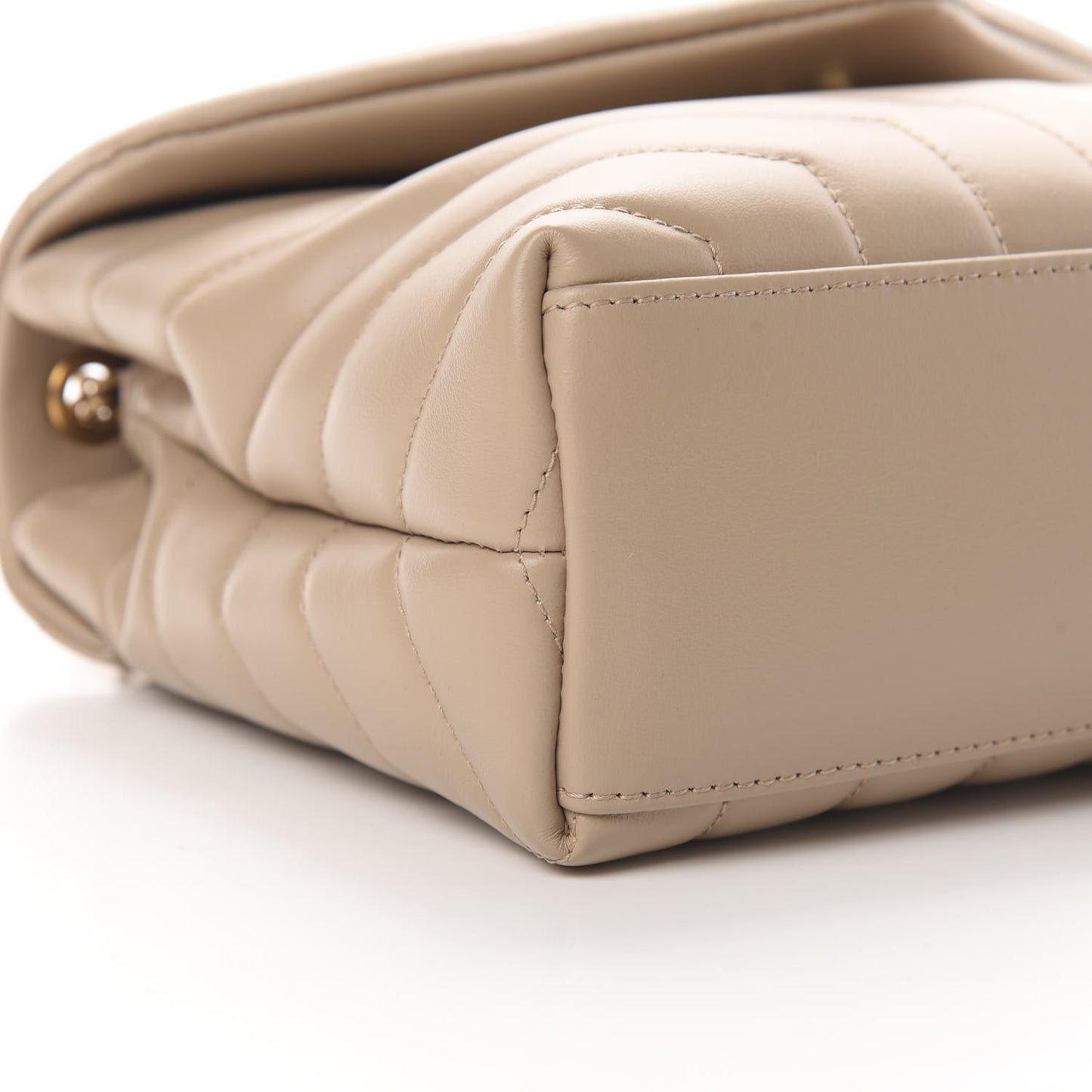 Calfskin Y Quilted Monogram Small Loulou Chain Satchel Dark Beige