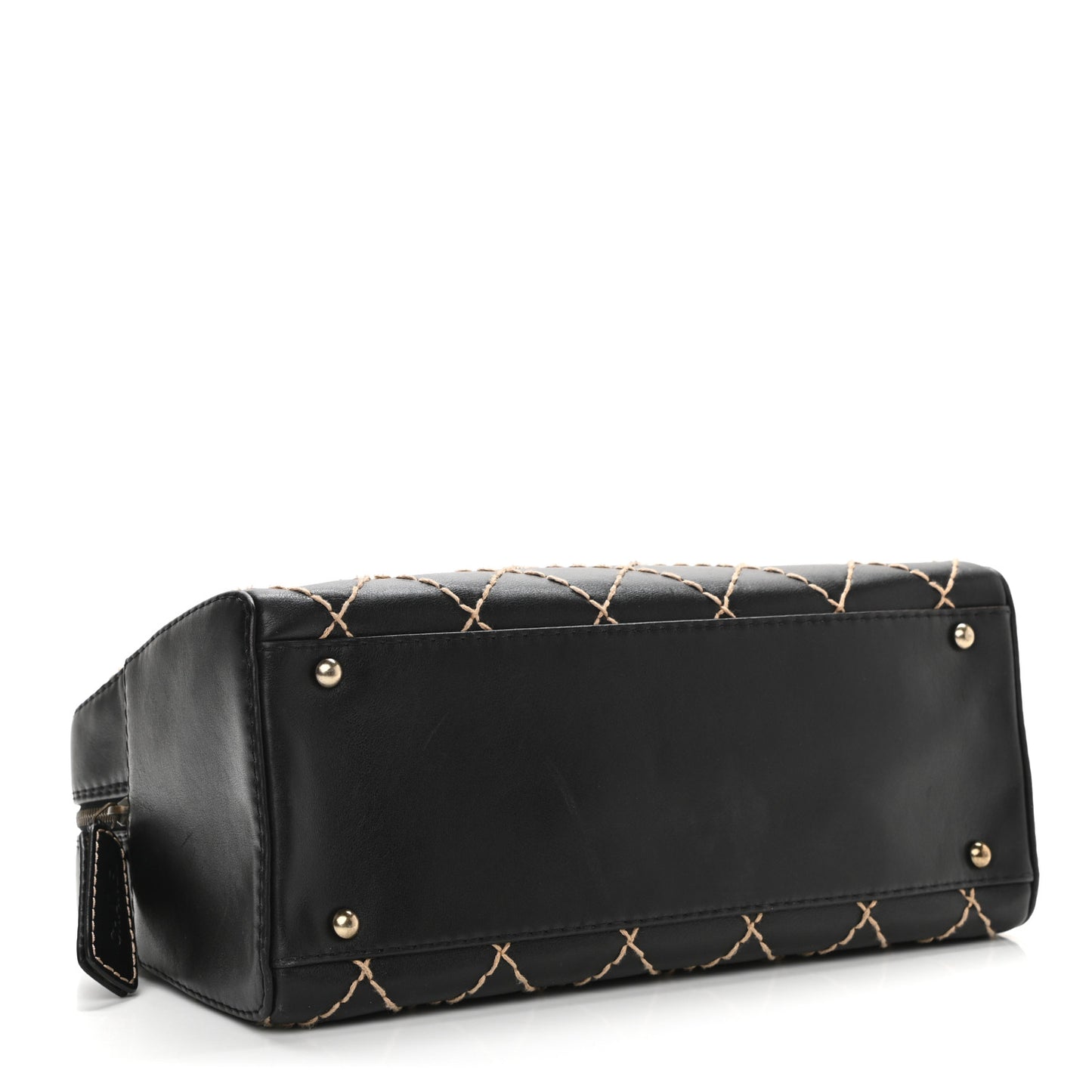 Calfskin Wild Stitch Top Handle Bag Black