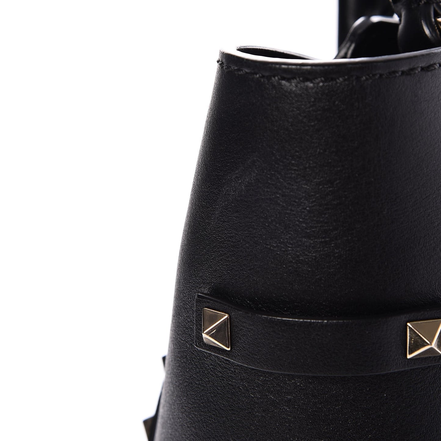 Vitello Rockstud Double Handle Tote Black