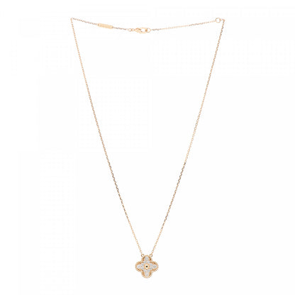 Van Cleef & Arpels 18K Yellow Gold Diamond Vintage Alhambra Pendant Necklace 3 of 5
