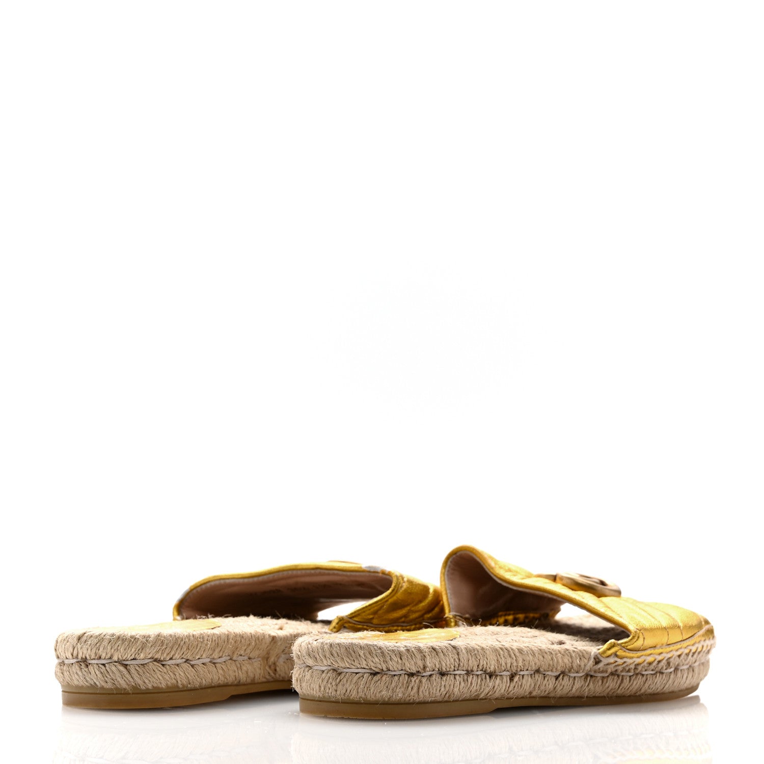 Gucci Metallic Nappa Matelasse GG Marmont Espadrille Slide Sandals 36.5 Oro 5 of 11