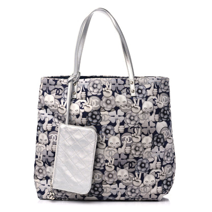 Chanel Nylon Cat Emoticon Tote Navy Silver 1 of 12