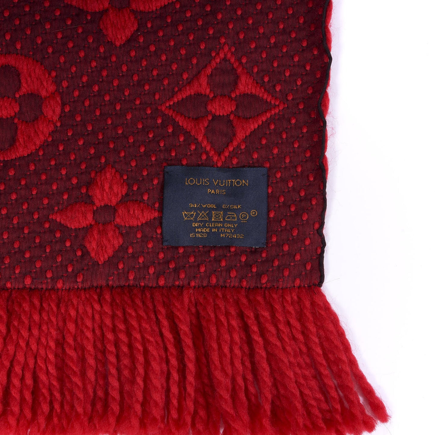 Wool Silk Logomania Scarf Rubis