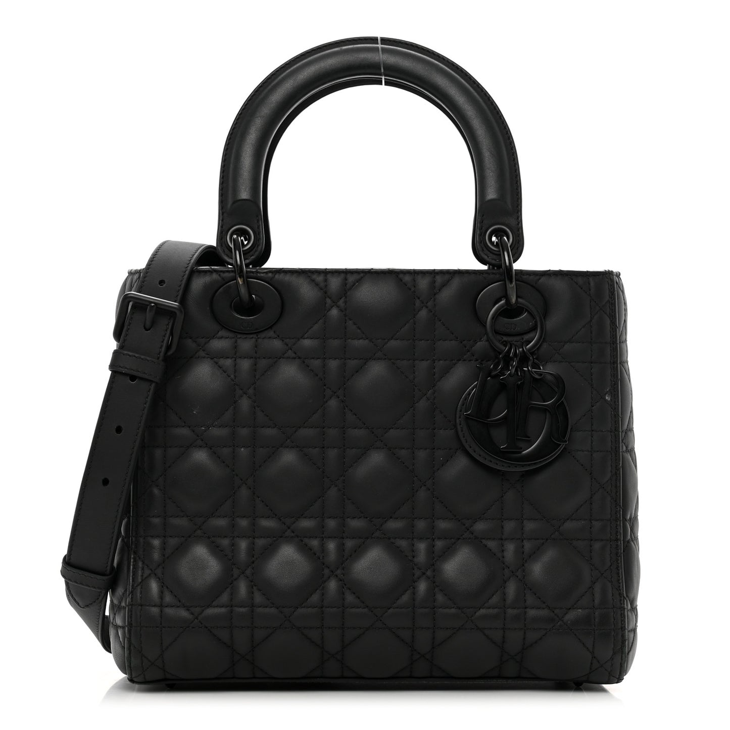Ultra Matte Calfskin Cannage Medium Lady Dior Black