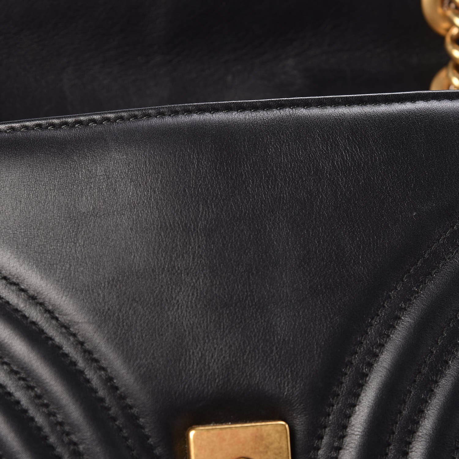 Gucci Calfskin Matelasse Small GG Marmont Shoulder Bag Black 12 of 13
