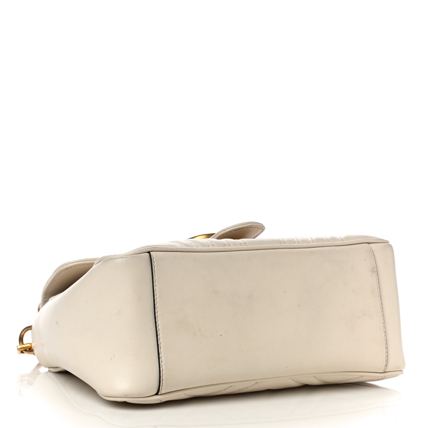 Calfskin Matelasse Small GG Marmont Top Handle Shoulder Bag White