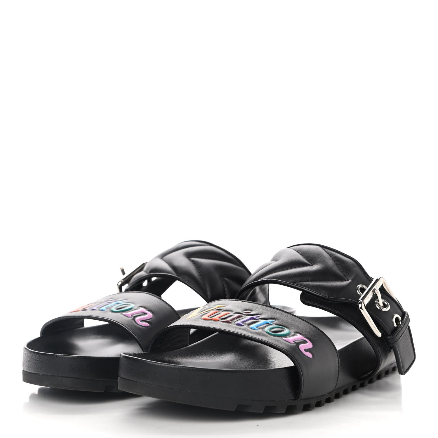 Louis Vuitton Calfskin New Wave Bom Dia Mule Sandals 38 Black 3 of 8