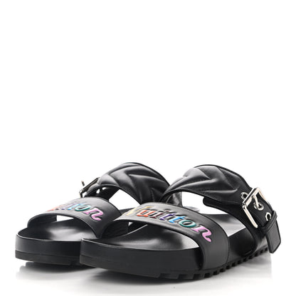 Louis Vuitton Calfskin New Wave Bom Dia Mule Sandals 38 Black 3 of 8