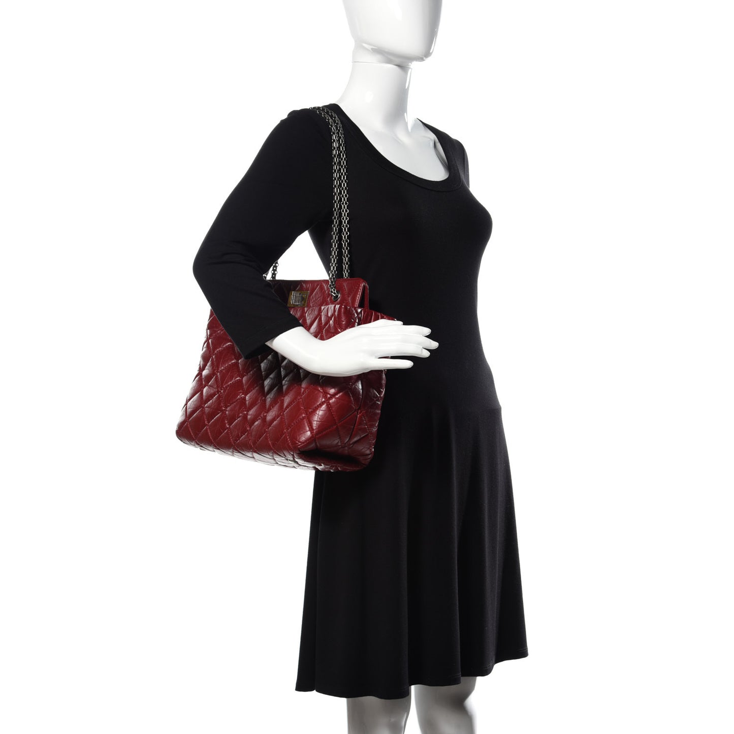 Aged Calfskin Quilted Reissue 2.55 Tote Red