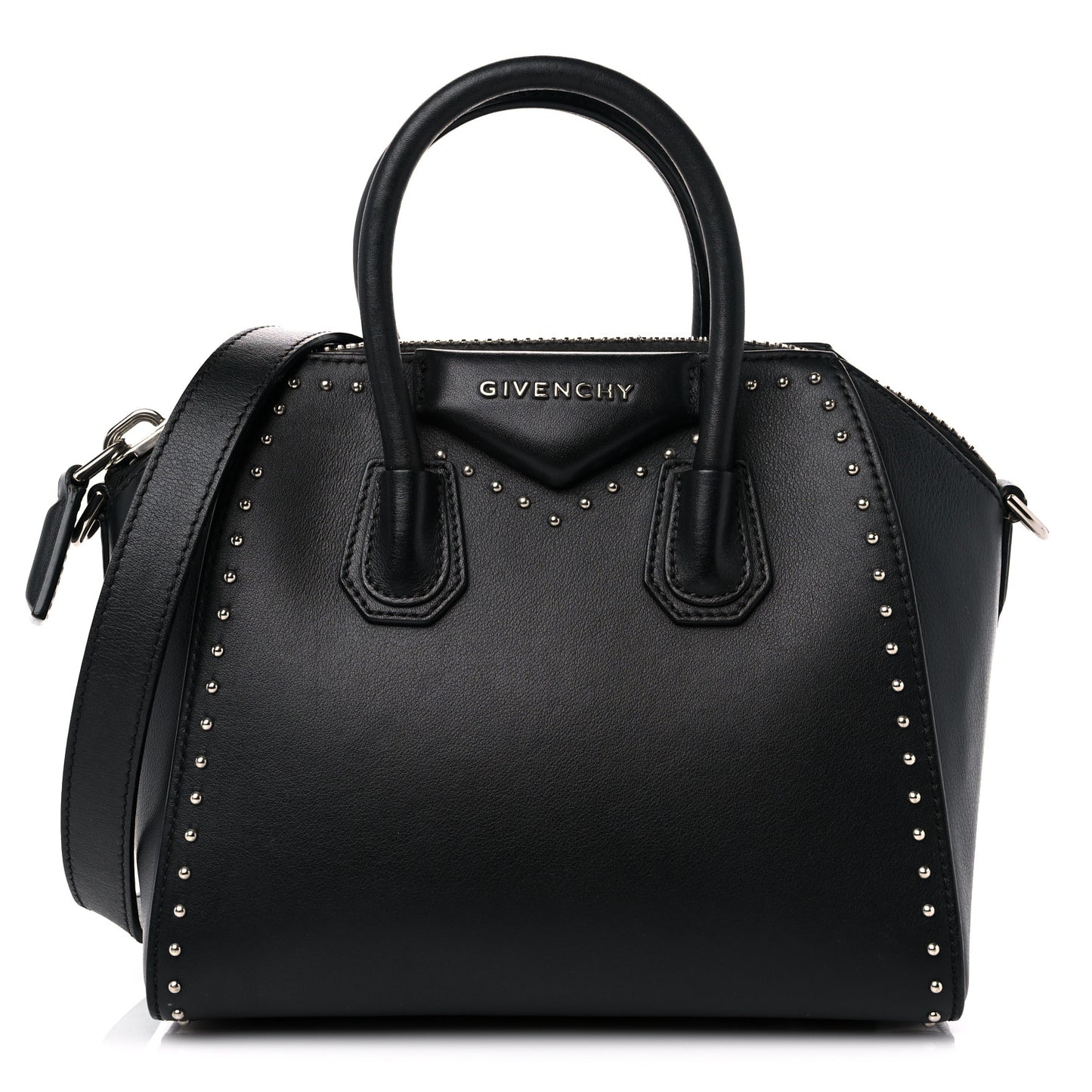 Smooth Calfskin Small Studded Antigona Black