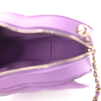 Chanel Lambskin Quilted CC In Love Heart Clutch With Chain Purple 5 of 11