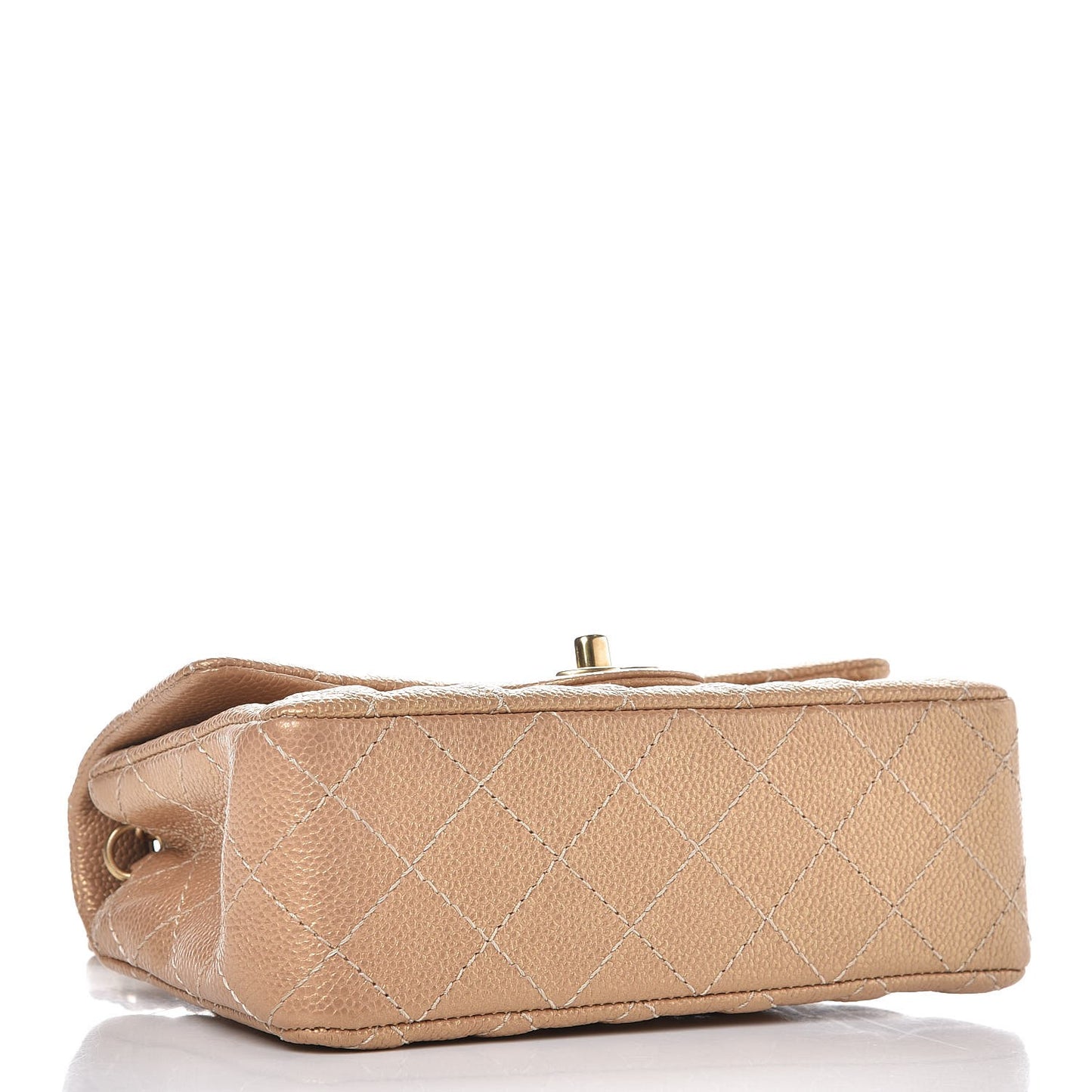 Pearly Caviar Quilted Mini Rectangular Flap Gold
