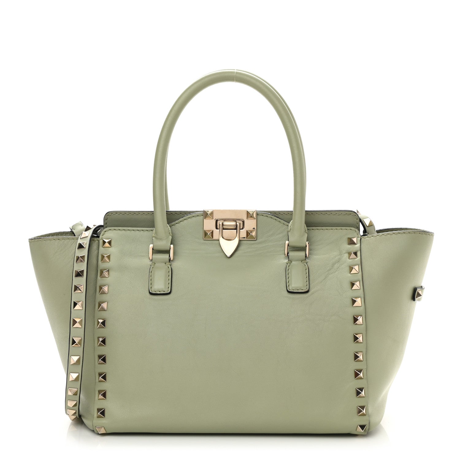 Valentino Garavani Vitello Small Rockstud Double Handle Tote Green Tea Sorbet 1 of 13
