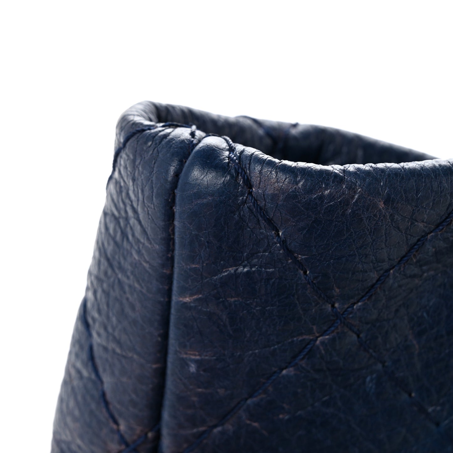 Glazed Calfskin Large On The Road Tote Dark Blue