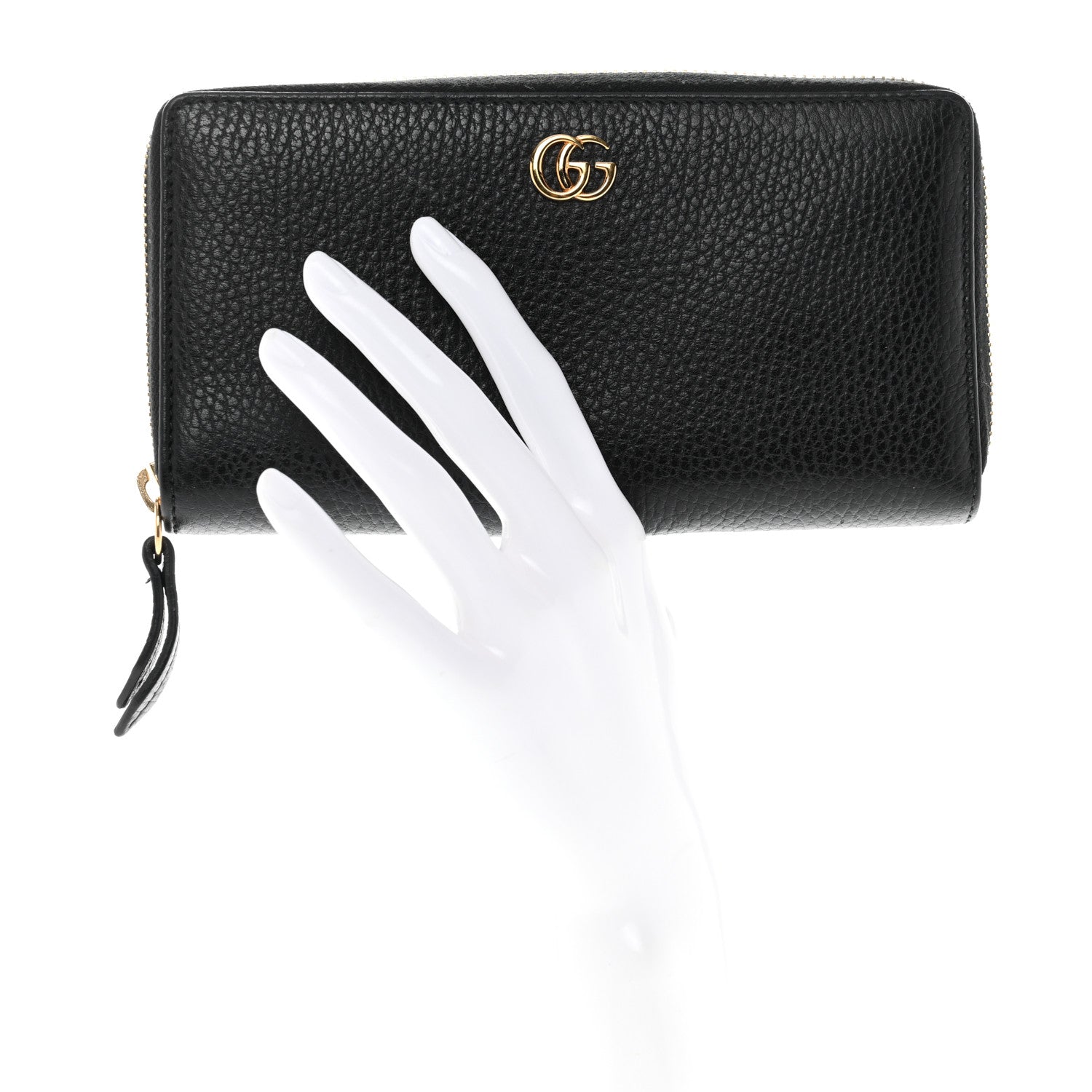 Gucci Dollar Calfskin GG Marmont Zip Around Wallet Black 2 of 7