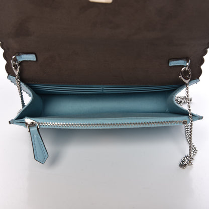 Fendi Vitello Century Lucido Nappa Hypnoteyes Scalloped Studded Tube Wallet on Chain Turchese Pallido Blueberry Multicolor 5 of 11