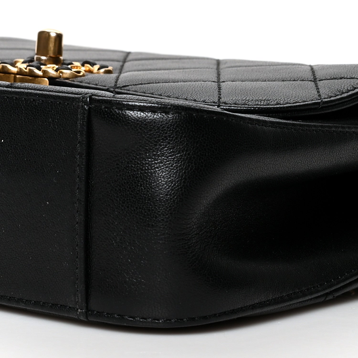 Chanel Lambskin Quilted Small Chain Infinity Top Handle Flap Black 9 of 9