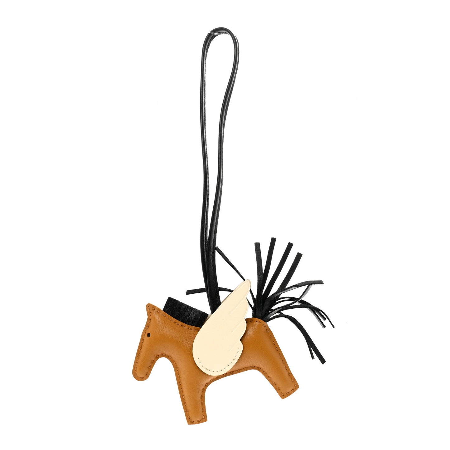 Milo Lambskin Grigri Rodeo Pegase Horse Bag Charm PM Sesame Black Nata