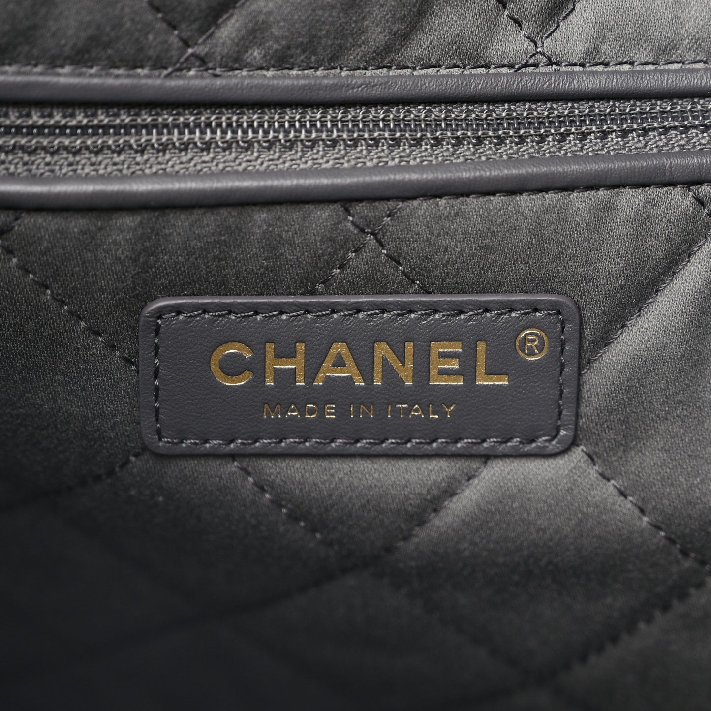 Shiny Calfskin Quilted Chanel 22 Dark Grey