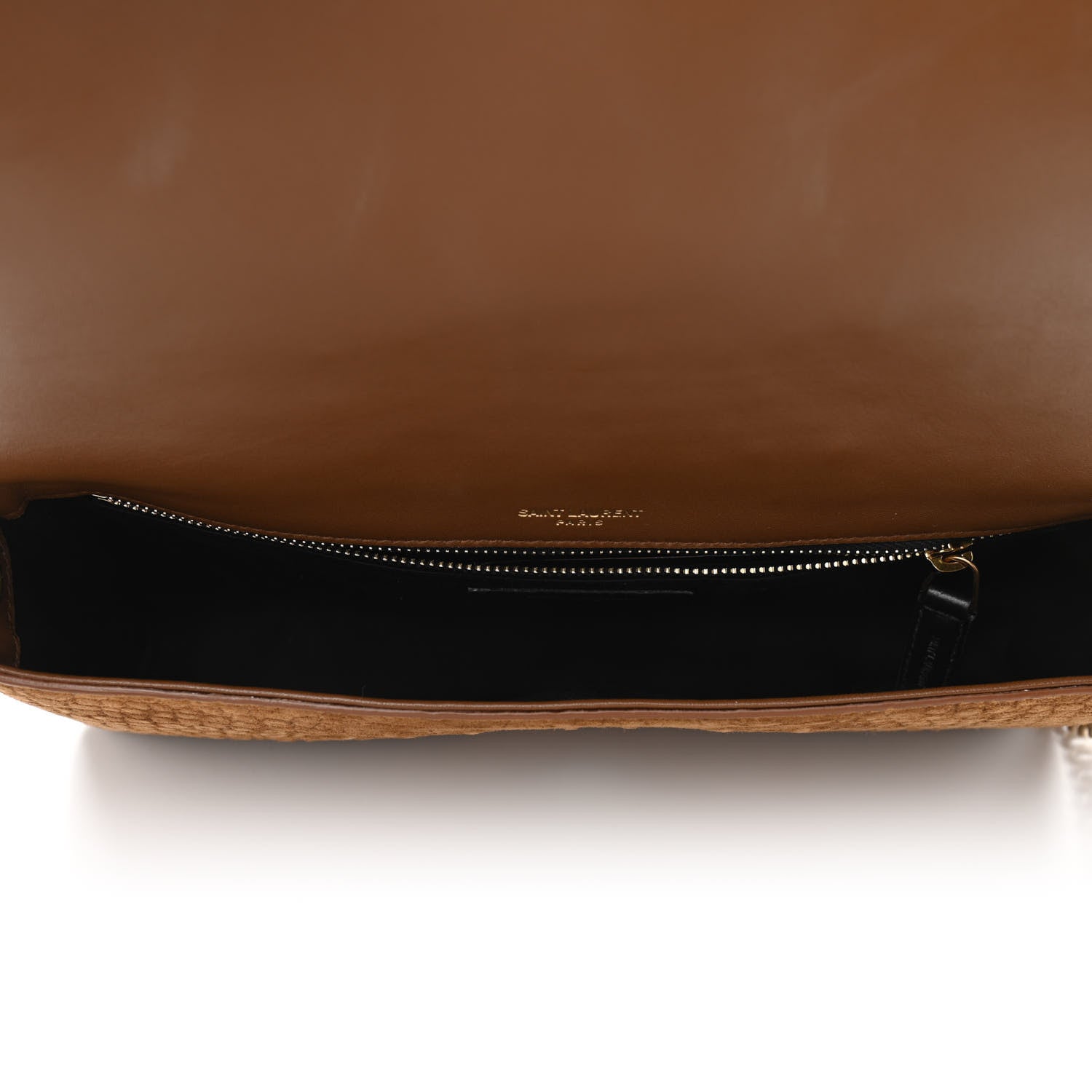 Saint Laurent Crocodile Embossed Suede Monogram Tassel Kate 99 Tan 5 of 9