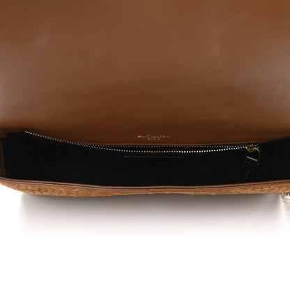 Saint Laurent Crocodile Embossed Suede Monogram Tassel Kate 99 Tan 5 of 9