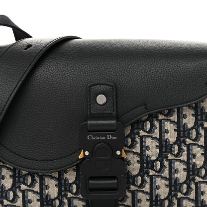Christian Dior Oblique Jacquard Grained Calfskin Small Saddle Messenger Bag Beige Black 8 of 11