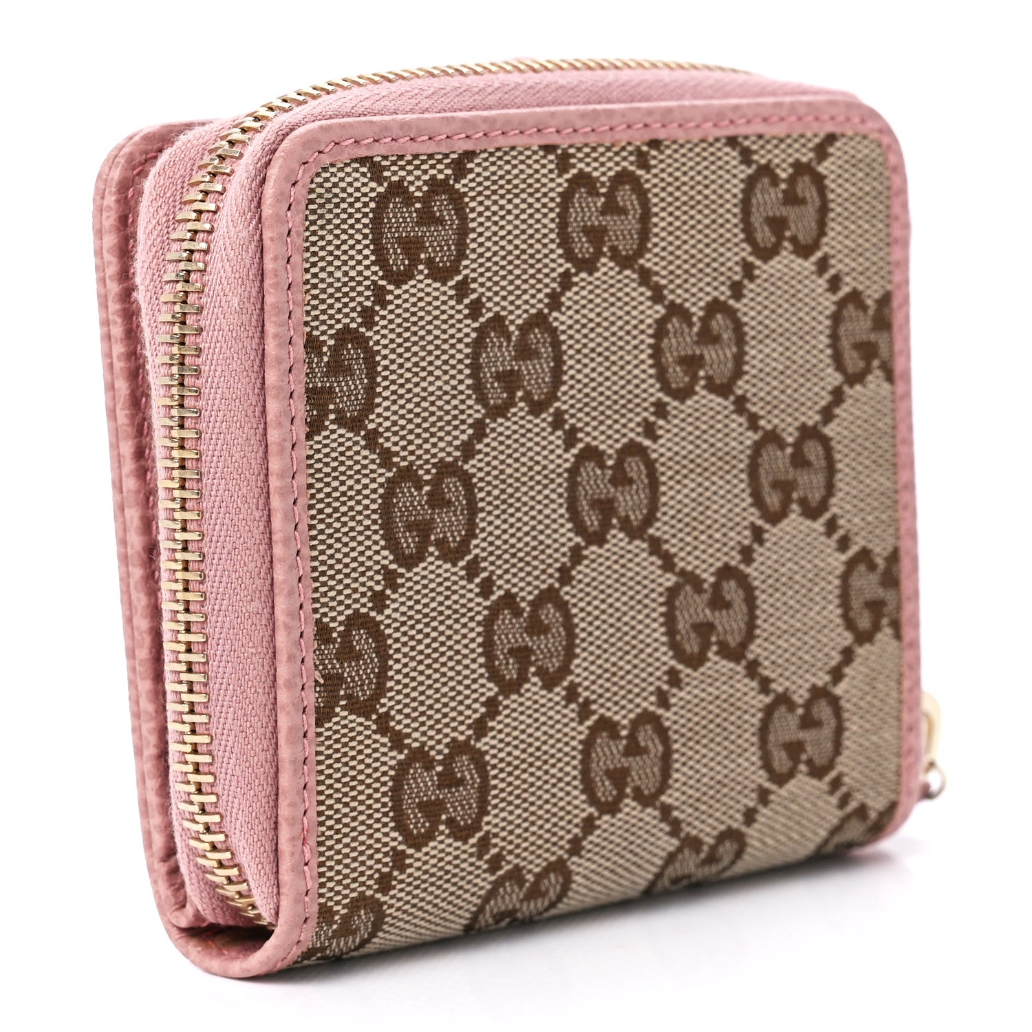 Gucci Monogram Dollar Calfskin Zip Around French Flap Wallet Beige Ebony Soft Pink 3 of 13