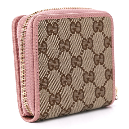 Gucci Monogram Dollar Calfskin Zip Around French Flap Wallet Beige Ebony Soft Pink 3 of 13