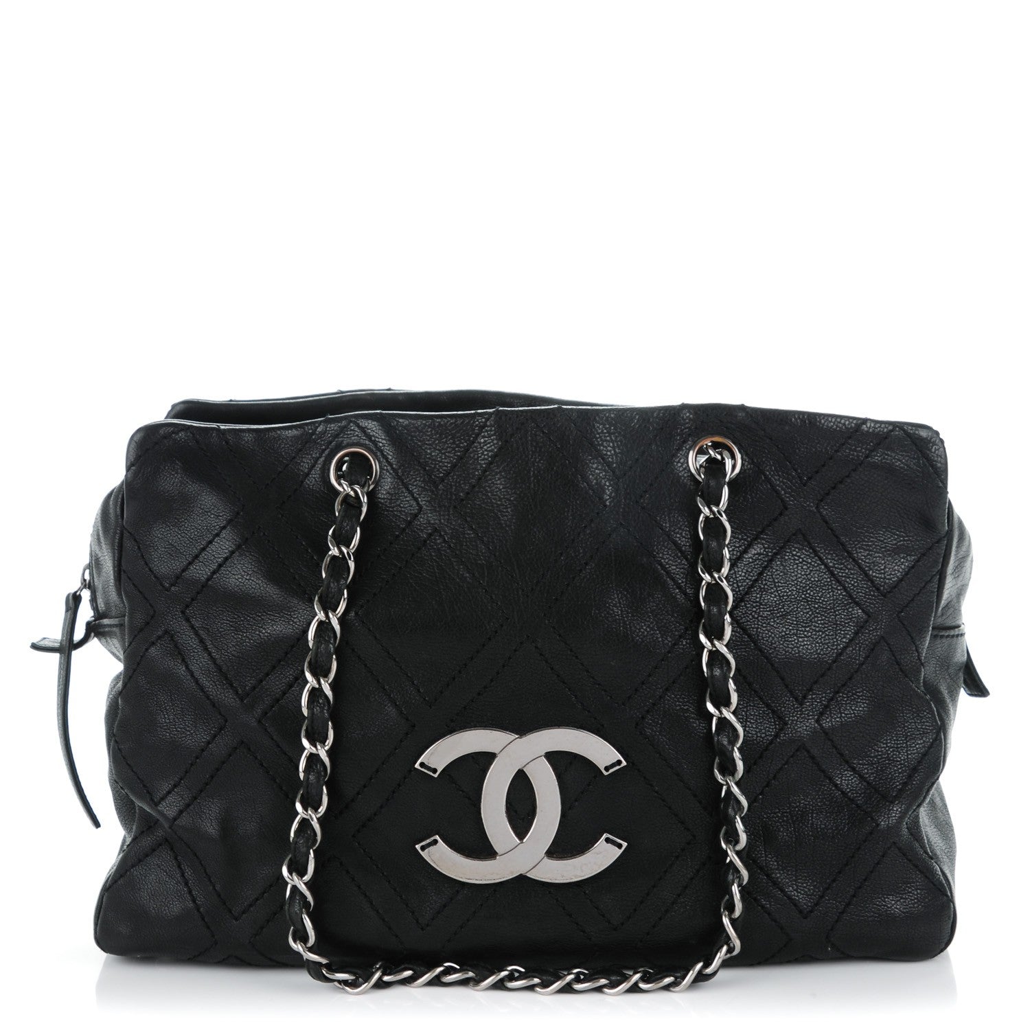 Chanel Calfskin Large Diamond Stitch Tote Black 1 of 8