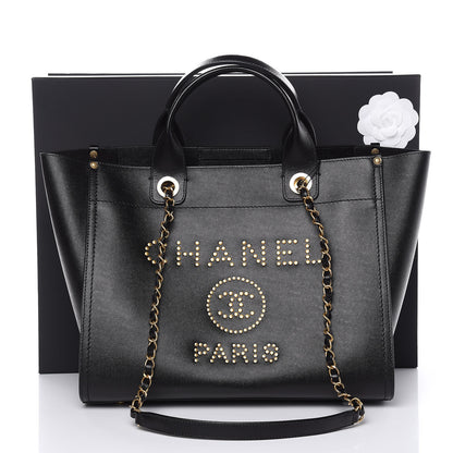 Chanel Caviar Small Studded Deauville Tote Black 11 of 11