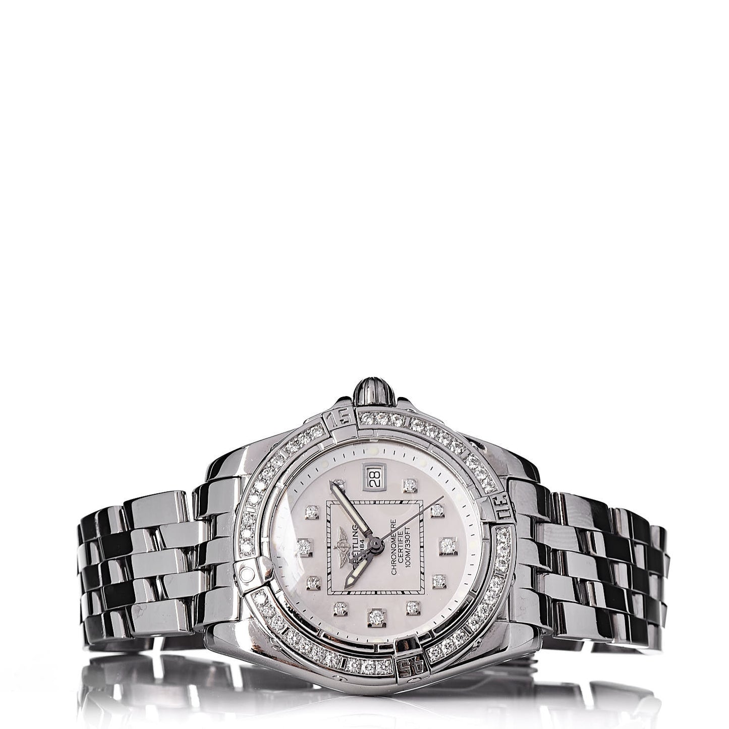 Stainless Steel Diamond Mother of Pearl 32mm Lady Cockpit Quartz Watch A71356