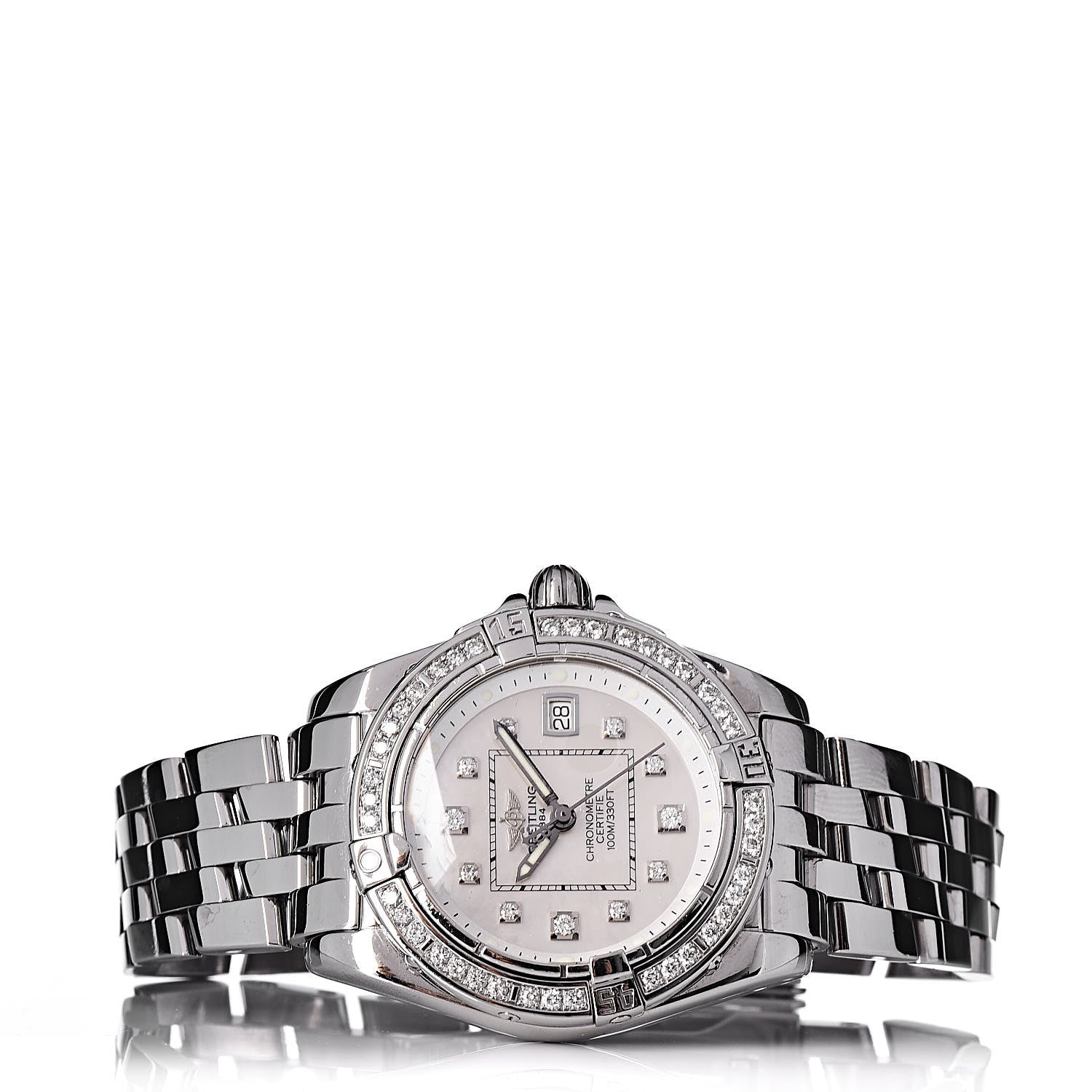 Breitling Stainless Steel Diamond Mother of Pearl 32mm Lady Cockpit Quartz Watch A71356 3 of 8
