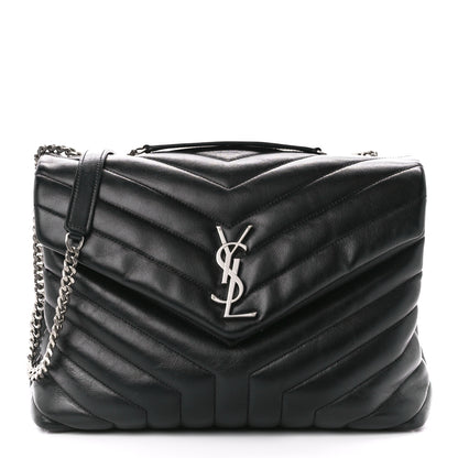 Saint Laurent Calfskin Y Quilted Monogram Medium Loulou Chain Satchel Black 1 of 12