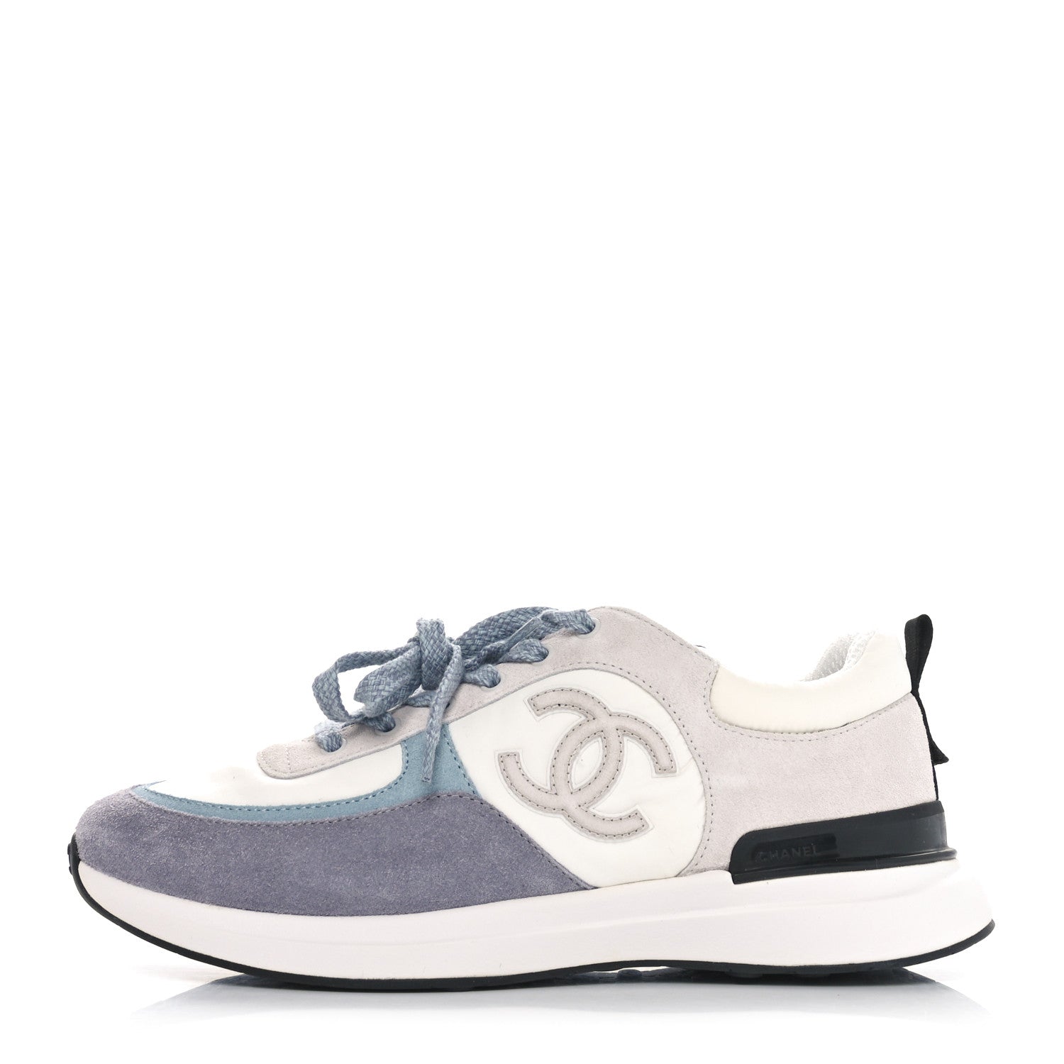 Chanel Fabric Suede Calfskin Logo Sneakers 41 White Light Gray 1 of 9